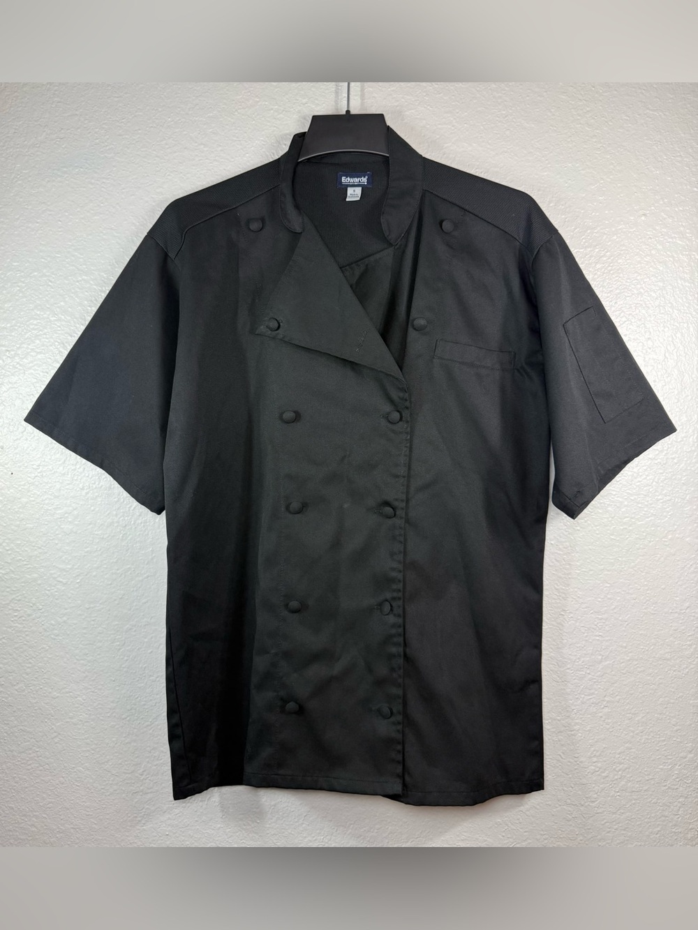 Black chef coat‎ size S short Sleeve breathable mesh back jacket -Edwards
